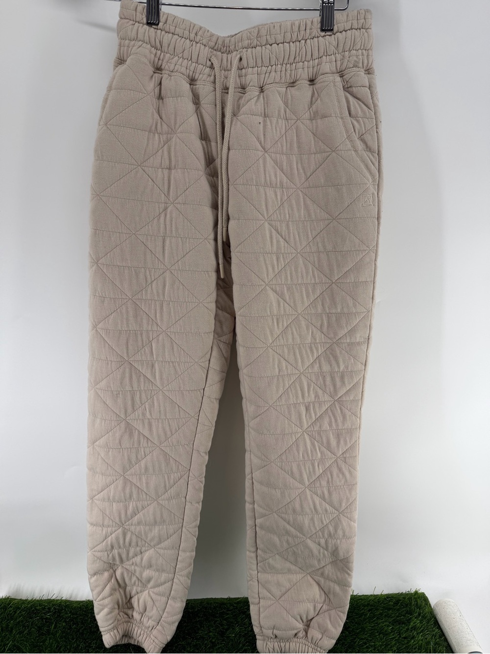 Avalanche Quilted Drawstring Joggers - Beige